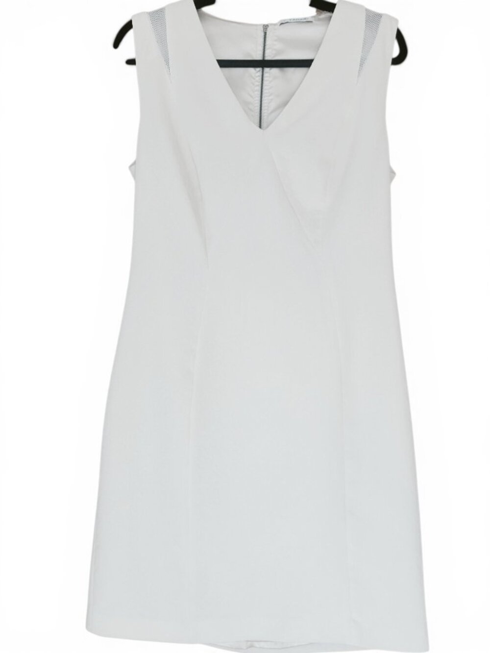 Tahari White Sheath Knee-Length Dress mesh cutouts Bridal Office Siren Cocktail